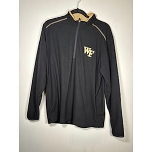 ANTIGUA Wake Forest Demon Deacons Pullover Large Black Gold Quarter Zip NCAA